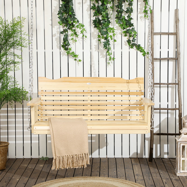 Balancelle de porche 2 places, bois naturel