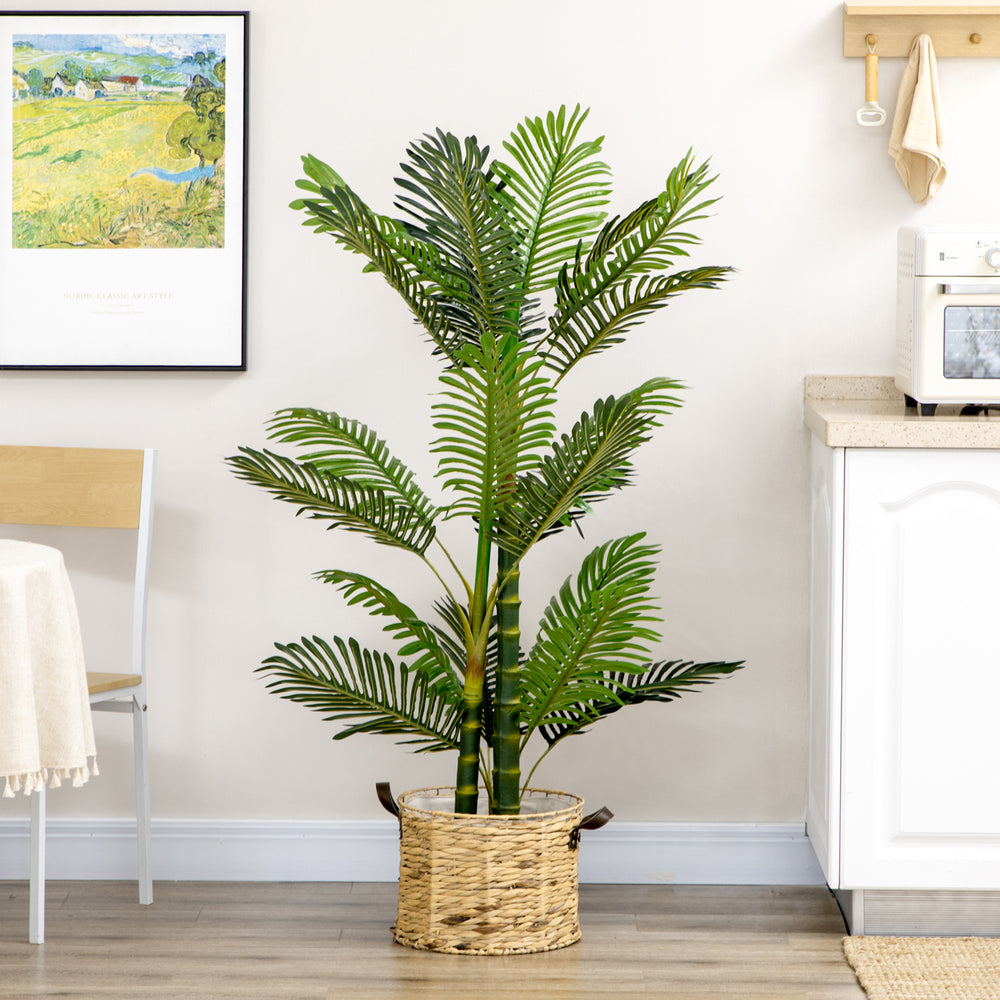 Arbre artificiel de palmier Areca en pot avec 21 feuilles pour décoration intérieure, vert