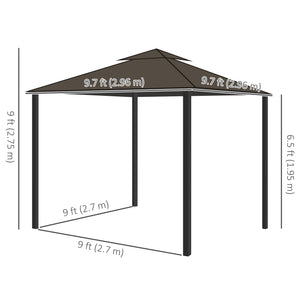 Gazebo 10 x 10 à 2 niveaux avec parois latérales en filet zippées et structure en aluminium