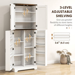 Meuble de rangement de 162 cm de haut avec étagères à épices, blanc