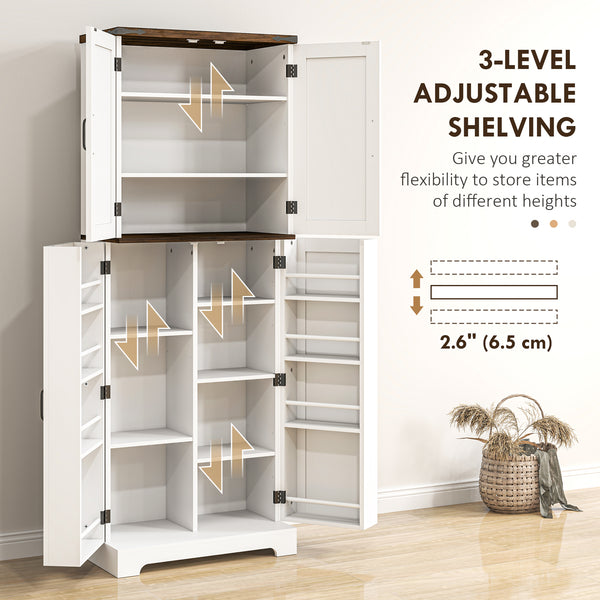 Meuble de rangement de 162 cm de haut avec étagères à épices, blanc