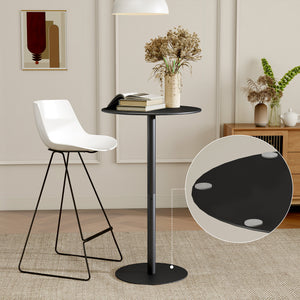 Modern round bar table with steel frame, black
