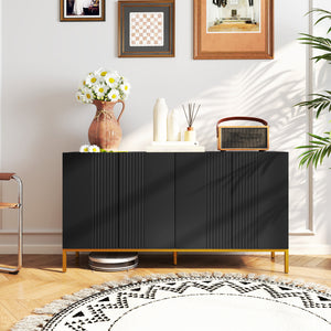 Buffet de rangement avec étagères réglables, portes à fermeture amortie, noir