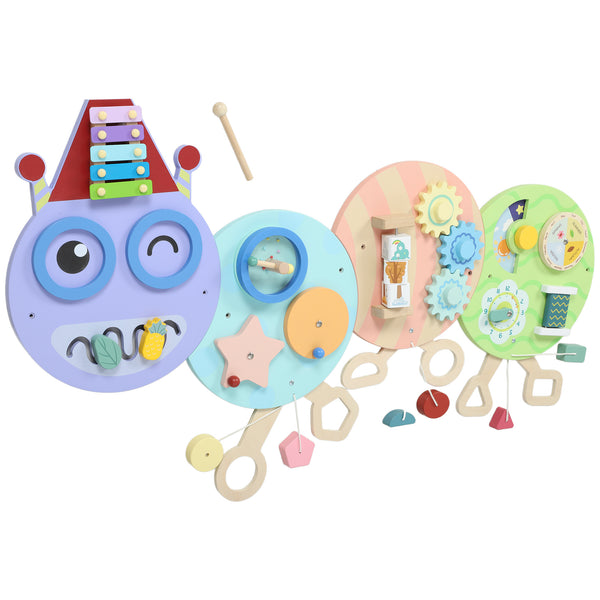 Mur sensoriel 7 en 1 en forme de chenille