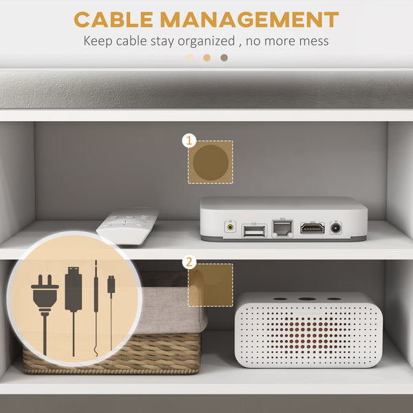 Meuble pour téléviseurs jusqu'à 55 pouces avec étagères de rangement, blanc