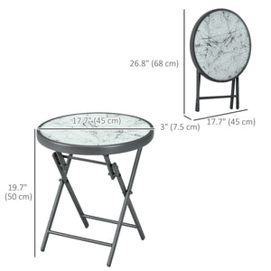 Table d'appoint ronde pliante d'extérieur, blanc