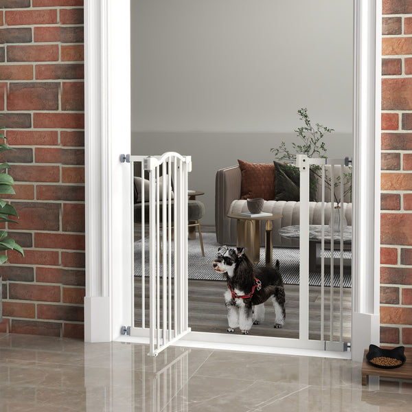 Barrière pour chien extra haute avec porte, blanche