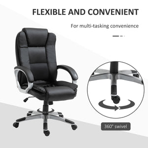 High-back office chair in PU leather with padded armrests