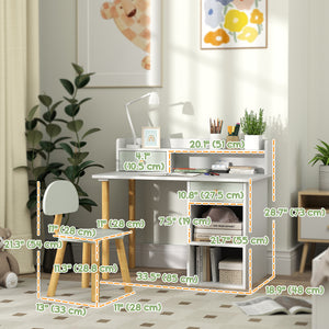 Desk and chairs with storage and shelves, for children aged 3 to 8, green