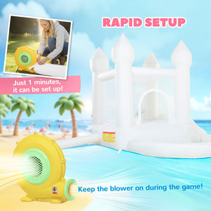 3-in-1 White Inflatable Bouncy Castle for Kids with Slide, Ball Pit, and 370W Blower, White