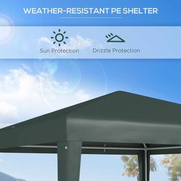 9' x 9' Portable Canopy Party Tent Gazebo Outdoor Sunshade for Weddings Parties with Dressed Legs, Dark Green