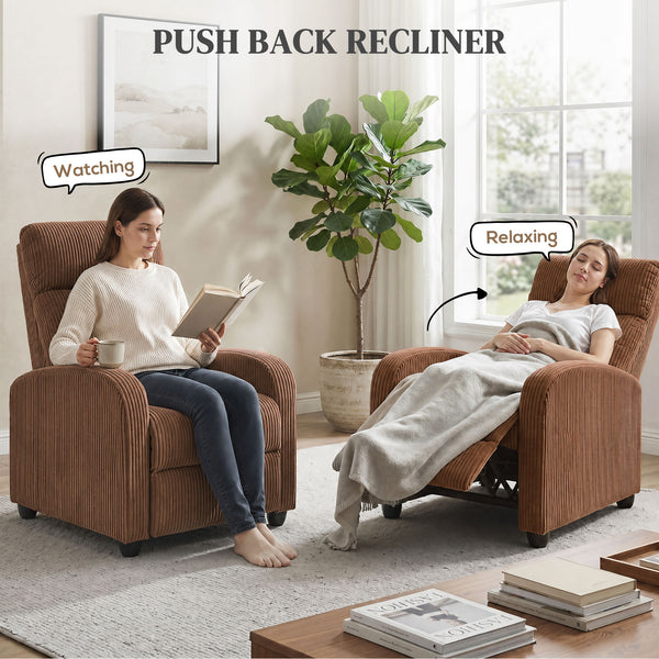 Fauteuil inclinable en velours côtelé, brun