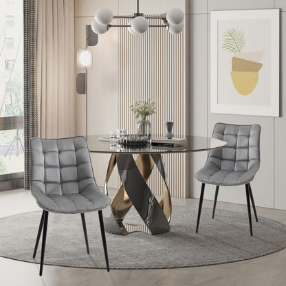 Lot de 2 chaises de salle à manger rembourrées, gris