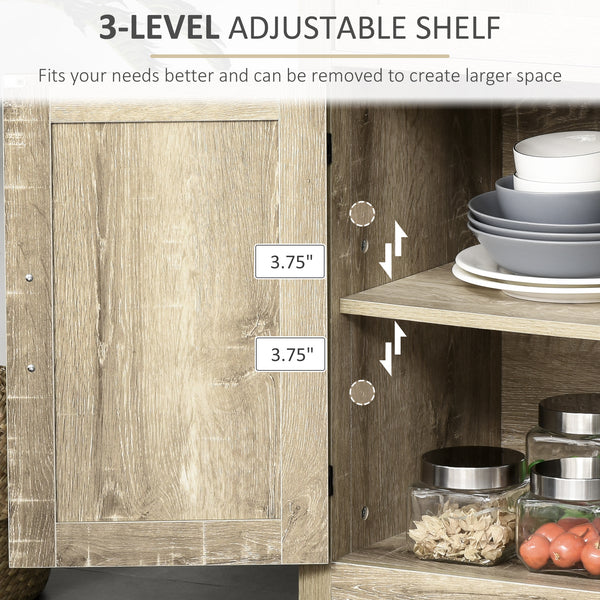 Buffet de cuisine style ferme avec 2 portes de grange rustiques et un tiroir, en chêne