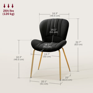 Lot de 2 chaises de salle à manger avec dossier rembourré, noir