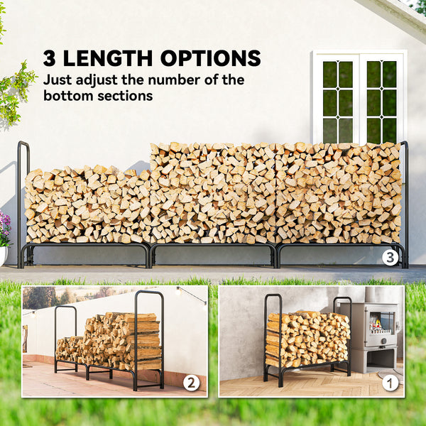 Support à bois de chauffage de 10 pi avec housse et capacité de 660 lb