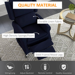 Fauteuil de massage inclinable à dossier relevable, bleu