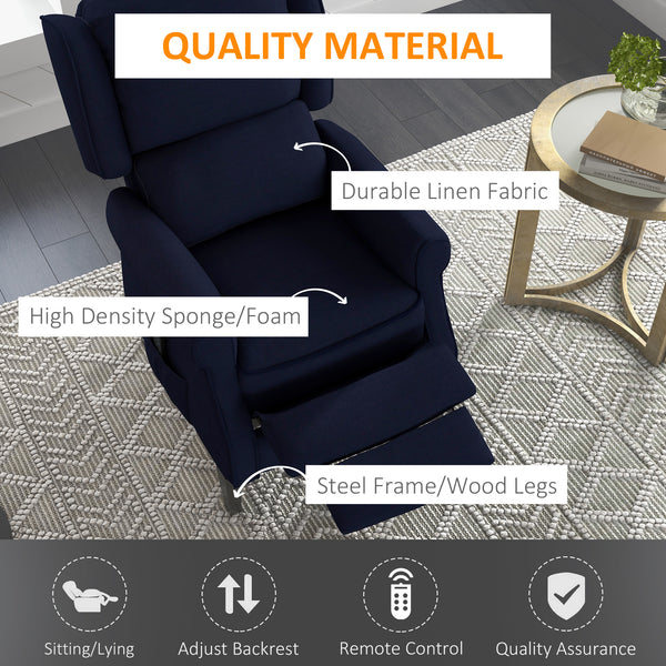 Fauteuil de massage inclinable à dossier relevable, bleu