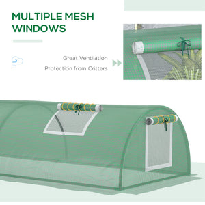 Portable mini greenhouse with 5 mesh windows and steel frame