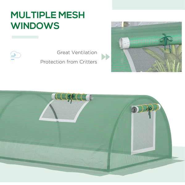 Portable mini greenhouse with 5 mesh windows and steel frame