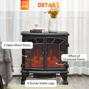 Cheminée électrique avec effet de flamme réaliste de 750 W/1 500 W, noir