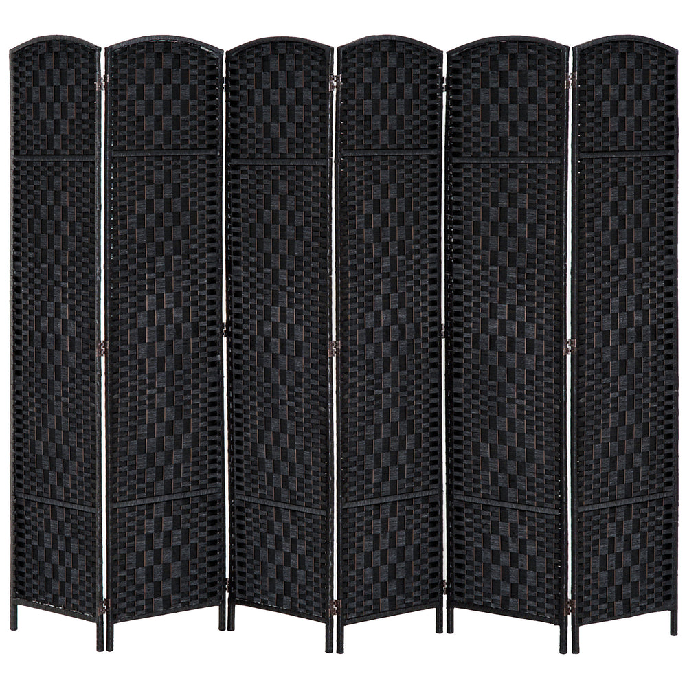 Cloison de séparation pliable avec 6 panneaux, noir