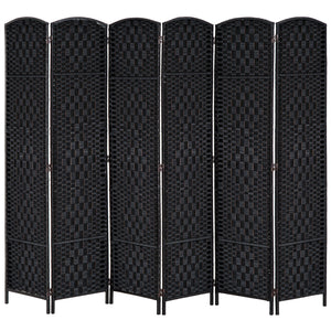 Cloison de séparation pliable avec 6 panneaux, noir