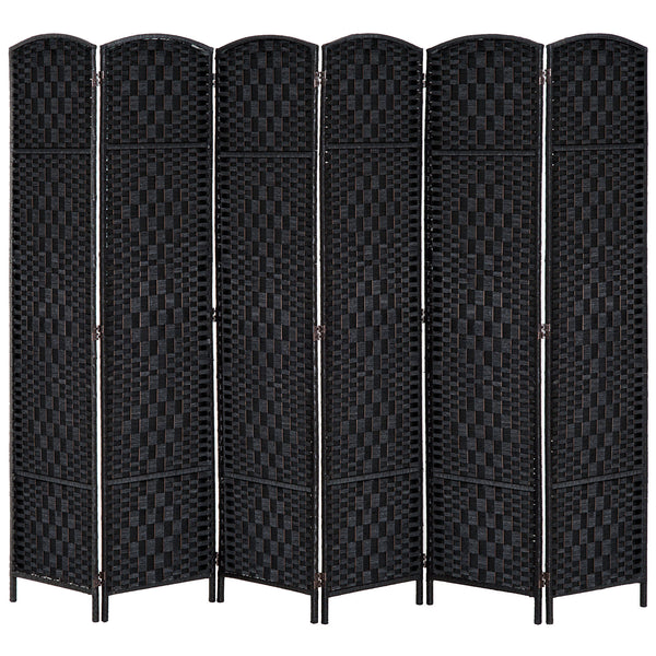 Cloison de séparation pliable avec 6 panneaux, noir