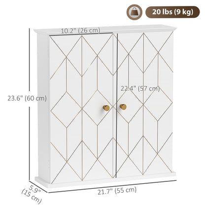 Medicine cabinet, storage unit with 2 doors and adjustable shelf, white