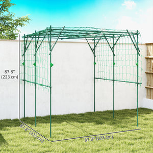 Arche de jardin pour concombres grimpants avec filet de support, vert