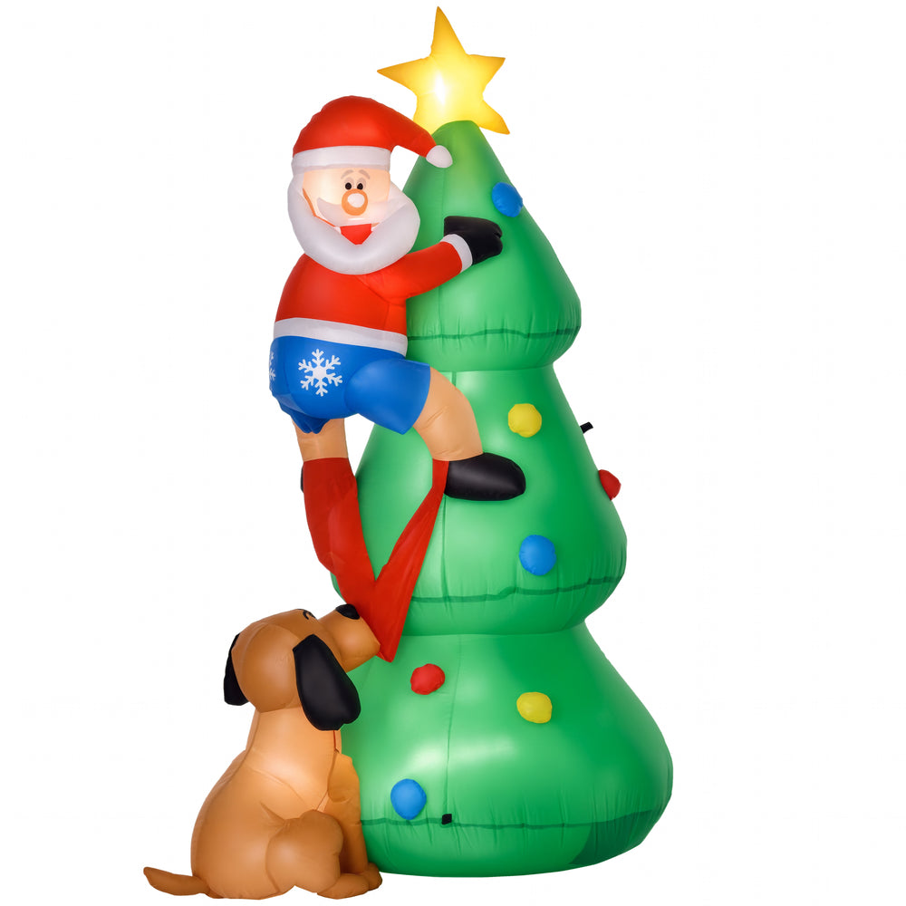 Sapin de Noël gonflable avec Père Noël et chien de 6 pieds
