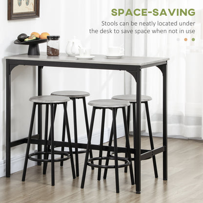 HOMCOM 5 Piece Counter Height Bar Table and Chair Set, Dining Table and Chairs for 4, Pub Table and Chairs