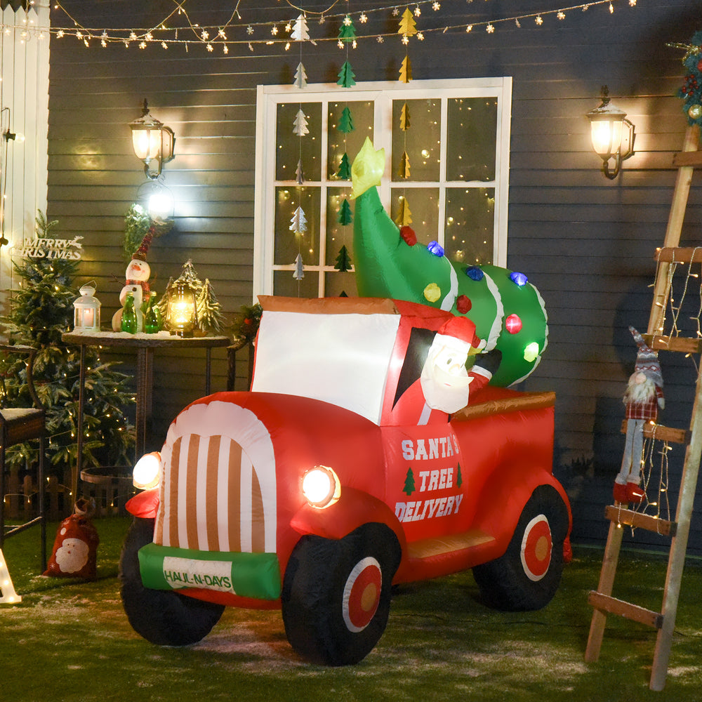 Père Noël gonflable conduisant un camion de 1,8 mètres
