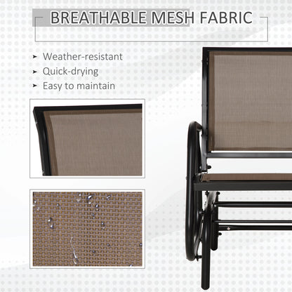 Fauteuil de jardin avec assise et dossier en tissu maillé respirant, cadre en métal et accoudoirs, marron