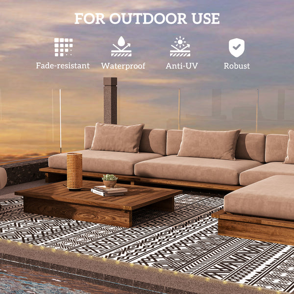 Outdoor Rug with USB Lights, Reversible, with Carry Bag, 3.66 m x 2.74 m