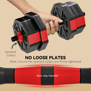 Ensemble d’haltères ajustables 6 en 1 de 44 lb avec barre, kettlebell et supports à pompes