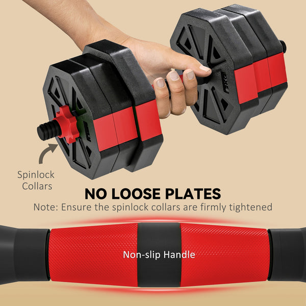 Ensemble d’haltères ajustables 6 en 1 de 44 lb avec barre, kettlebell et supports à pompes