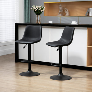 Set of 2 vintage grey retro leather bar stools