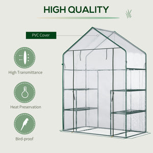 Portable mini greenhouse with 4 shelves