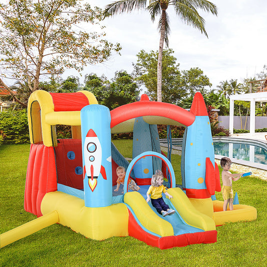 Outsunny Bounce Castle Trampoline gonflable Toboggan Piscine Rocket Design 11,14' x 9,18' x 6,06'