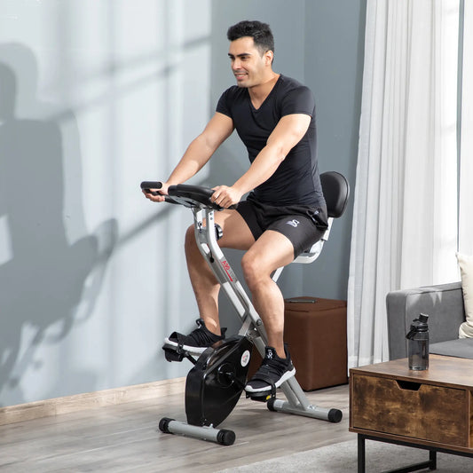 Vélo d'appartement pliable avec 8 niveaux de résistance magnétique, pour entraînement cardio, noir