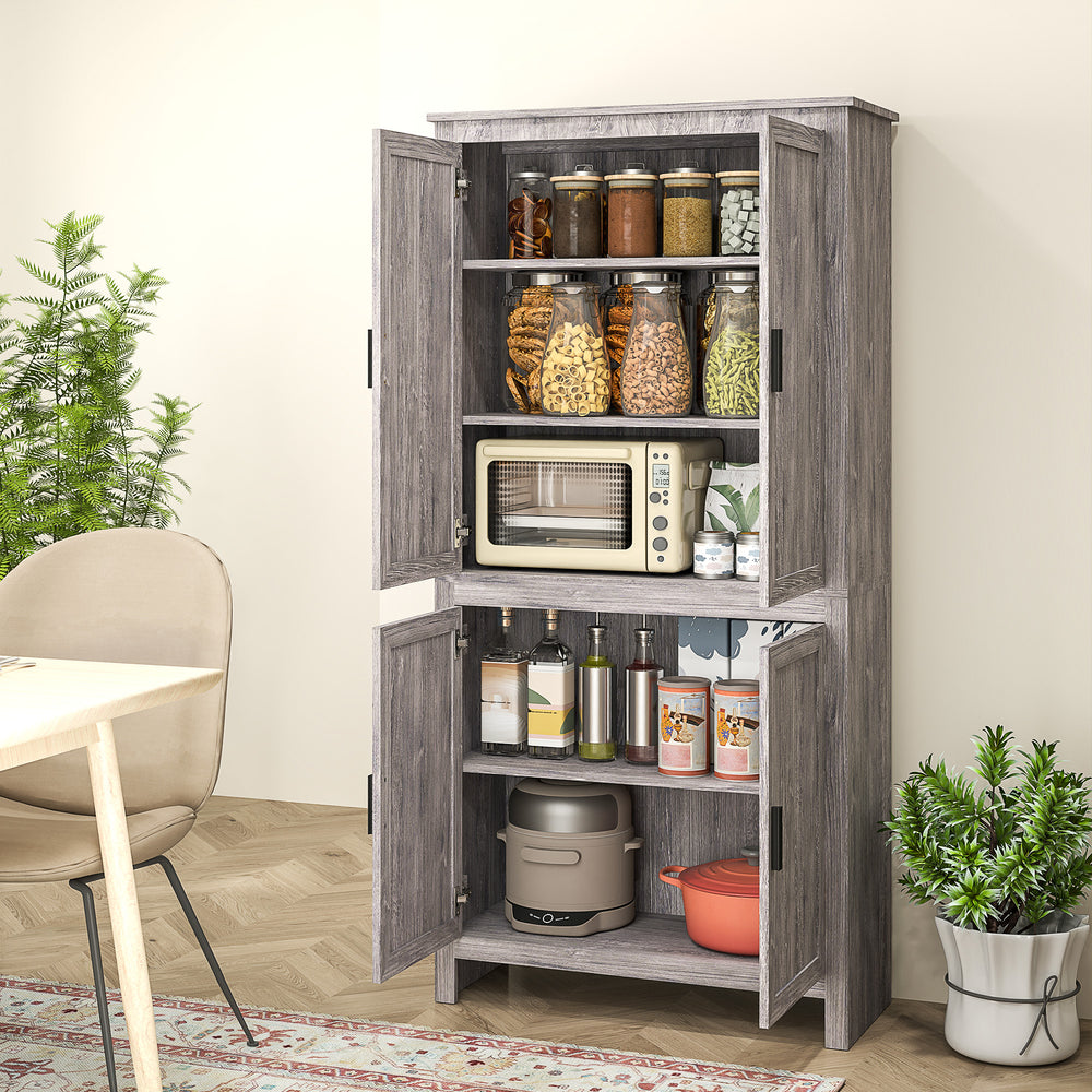 Meuble de rangement avec 4 portes et 3 étagères réglables, gris anthracite