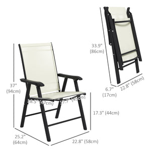 Ensemble de 4 chaises pliantes d'extérieur confortable avec accoudoirs, beige