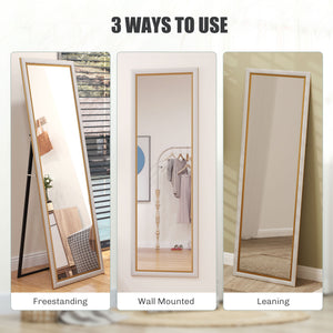 Miroir sur pied à poser ou mural, avec cadre, pour chambre à coucher, argenté