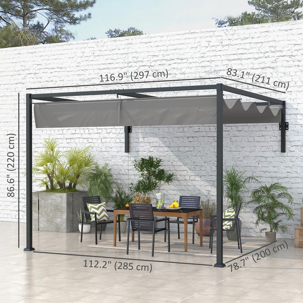 Pergola adossée 7 x 10 avec toit rétractable