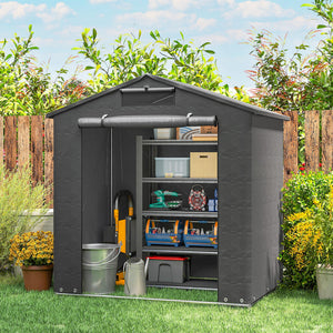 Waterproof portable garden shed with roll-up zip door, dark grey