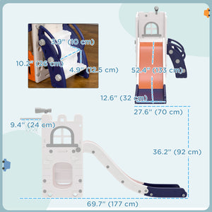 Toboggan 5 en 1 avec panier de basket, structure d'escalade, télescope et panier de rangement