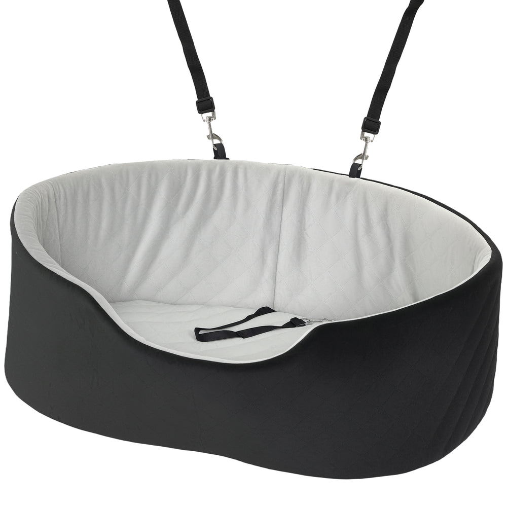 Siège auto pour chien avec coussin amovible et lavable, noir