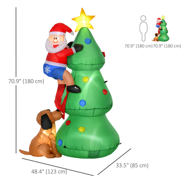 Sapin de Noël gonflable avec Père Noël et chien de 6 pieds