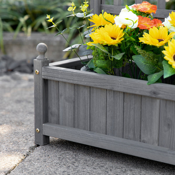 Raised planter with trellis for climbing plants, grey